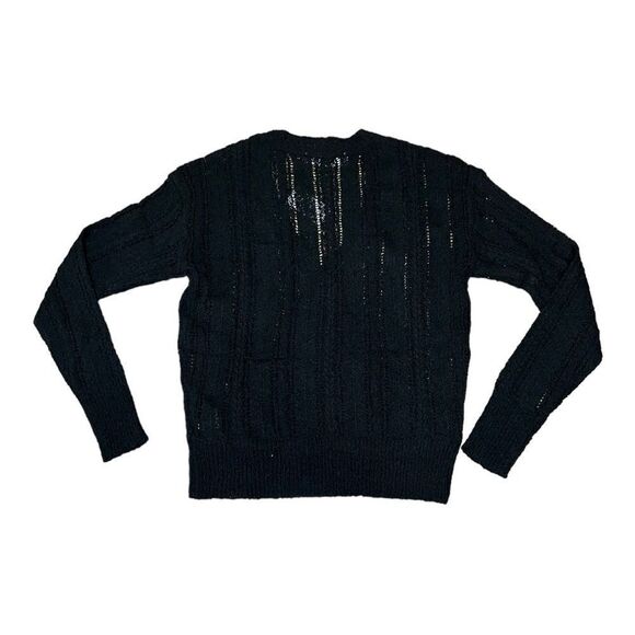 ASTR Pointelle Wrap Front Sweater in Black - Picture 5 of 8